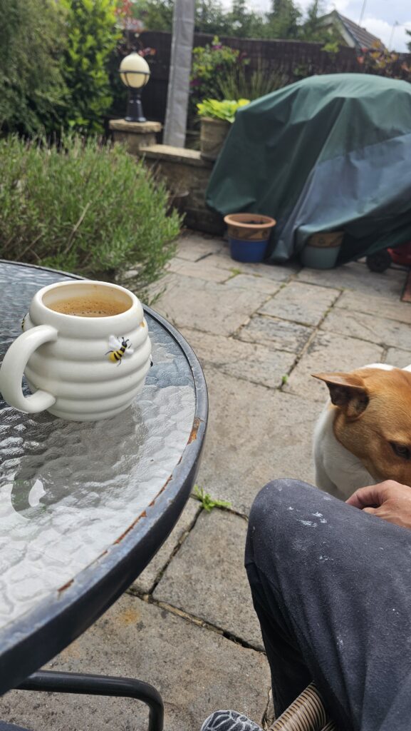 Short break during an interior painting project on site