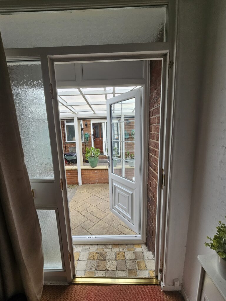 Existing door opening before new door and lock installation