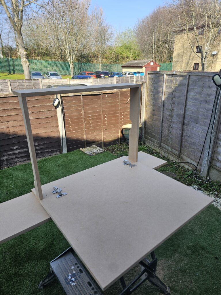 Test-fitting the frame and panels before taking them on site.