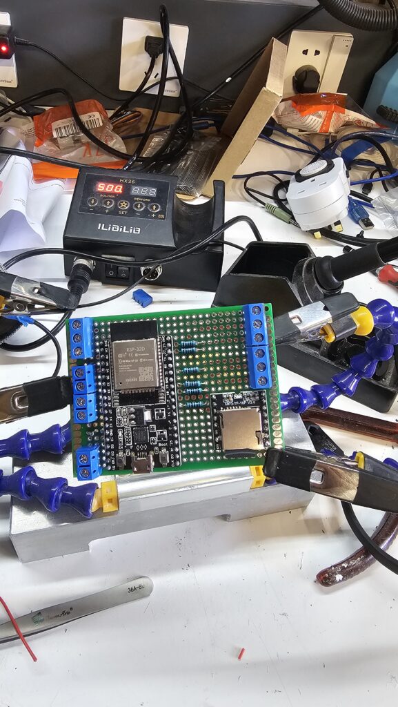 Assembling and soldering the custom ESP32 control board for the interactive bedroom lighting and sound system